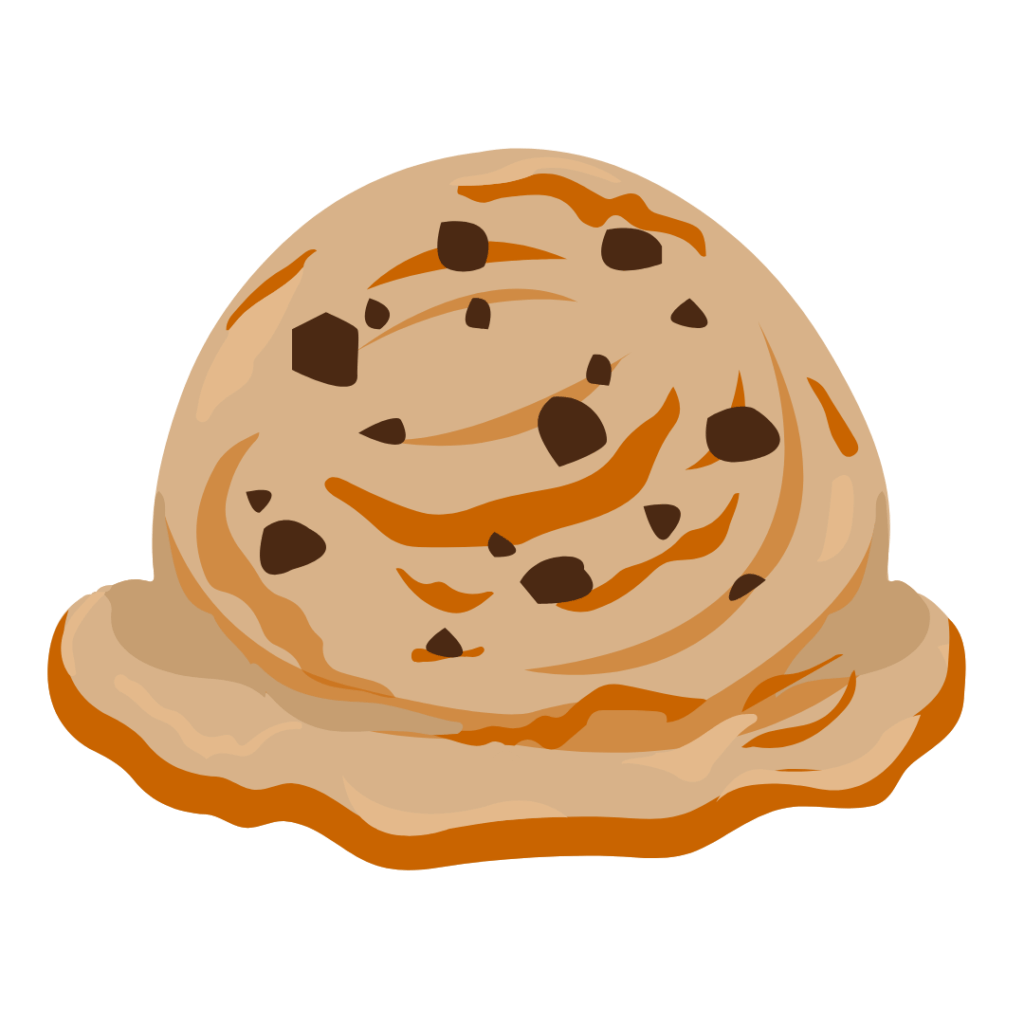 Scoop of Vietnamese coffee ice cream with dark chocolate stracciatella swirls