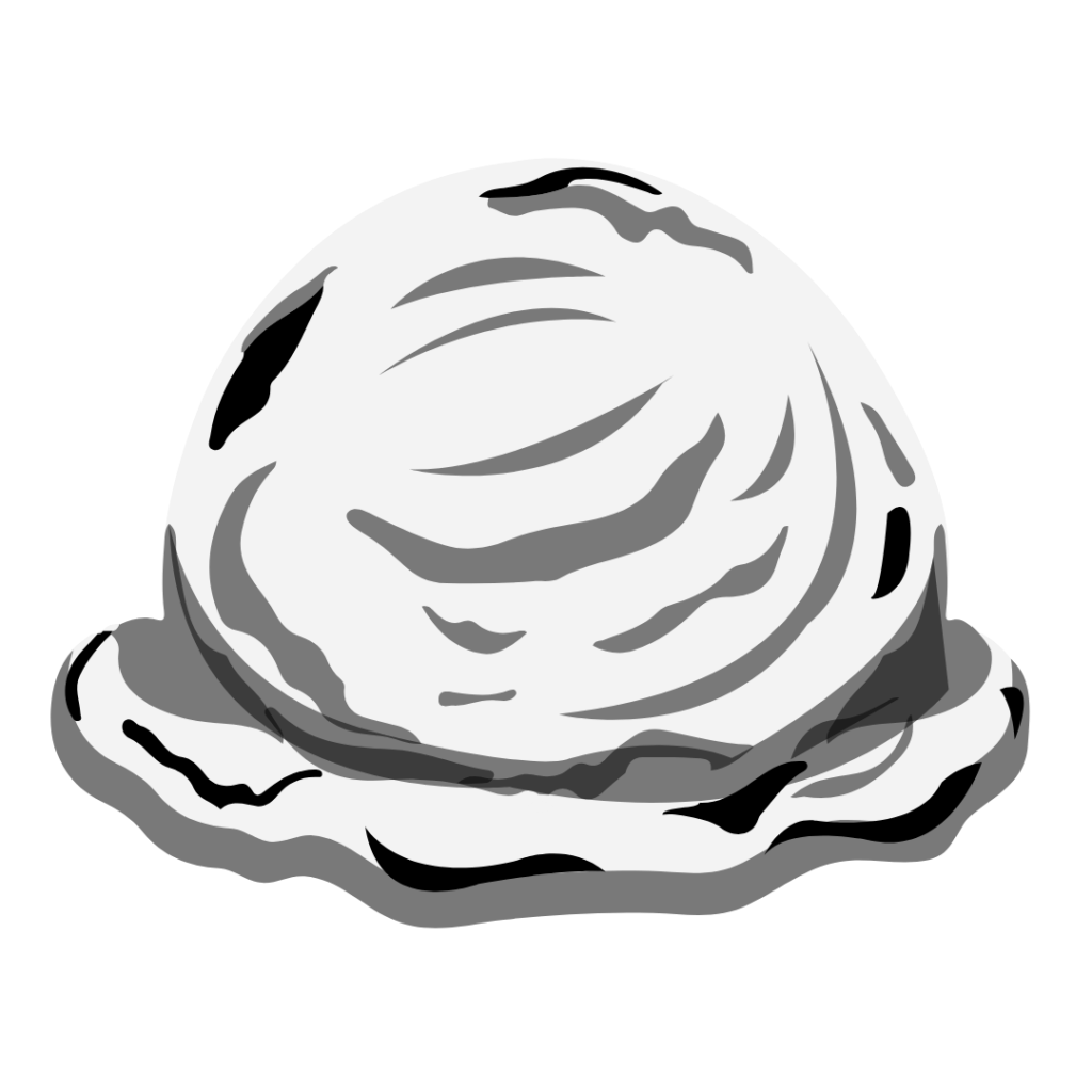 Scoop of black sesame ice cream with a smooth, grayish hue and creamy texture