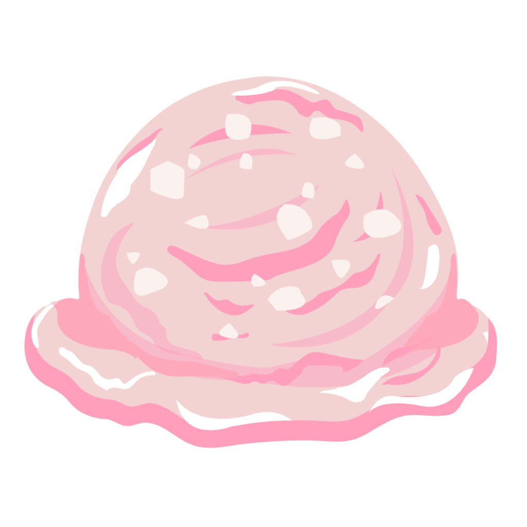 Scoop of lychee ice cream with a smooth texture and pale pink or off-white color