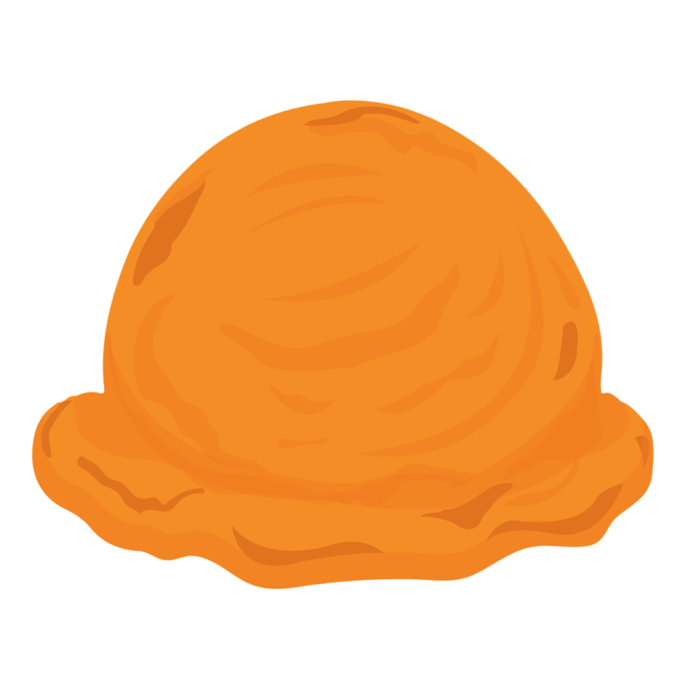 Scoop of Thai tea ice cream with a rich orange color