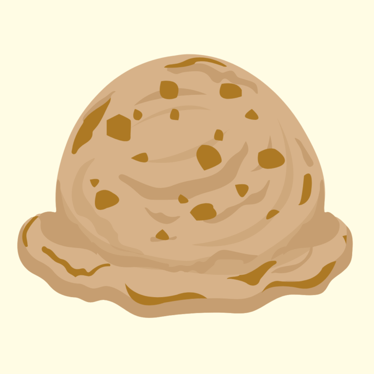 Scoop of milk-based chocolate ice cream with chocolate Pocky sticks mixed in