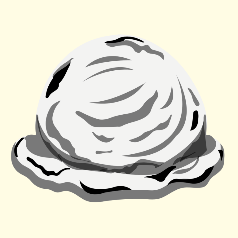 Scoop of black sesame ice cream with a smooth, grayish hue and creamy texture